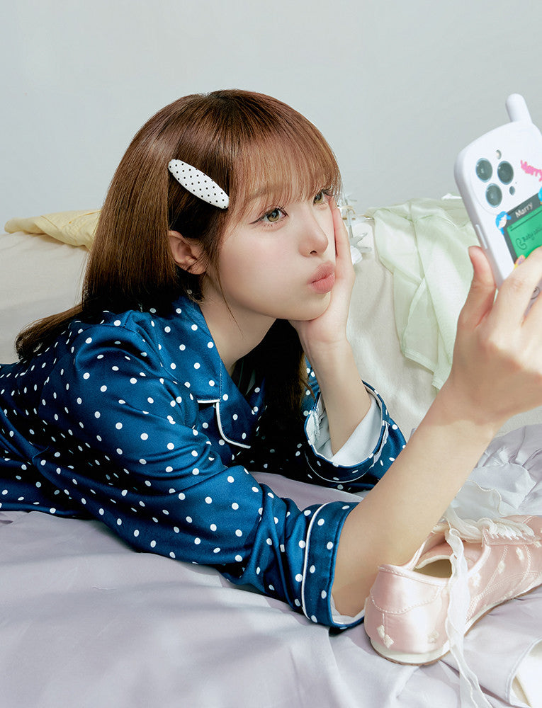 Judy N Berry Dotty Peach Fleece-Lined Long Sleeve Pajama Set (CHOI YENA Wear) Judy N  DKshop