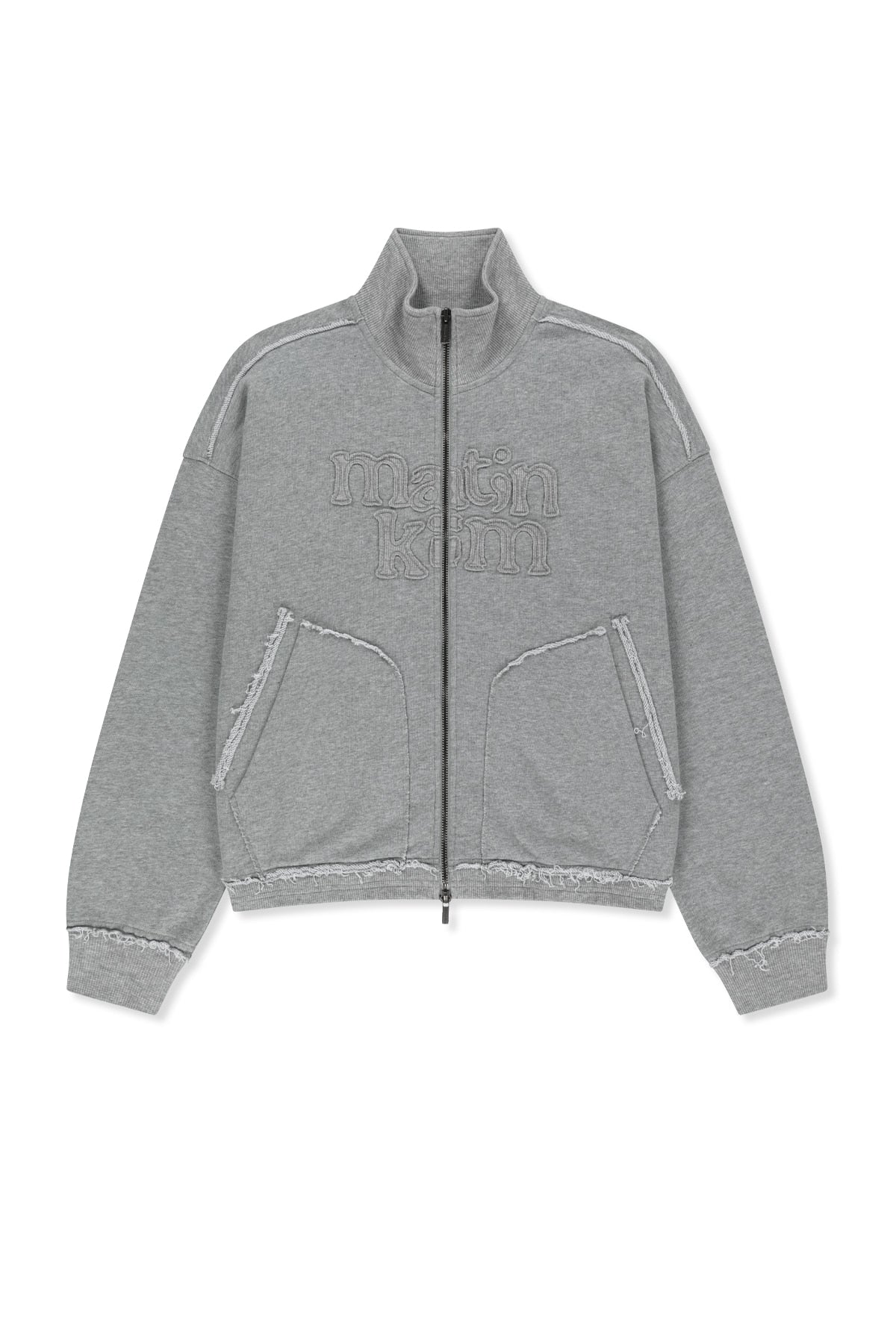 Matin Kim X MOMO] MIXED WAFFLE APPLIQUE LOGO ZIP UP