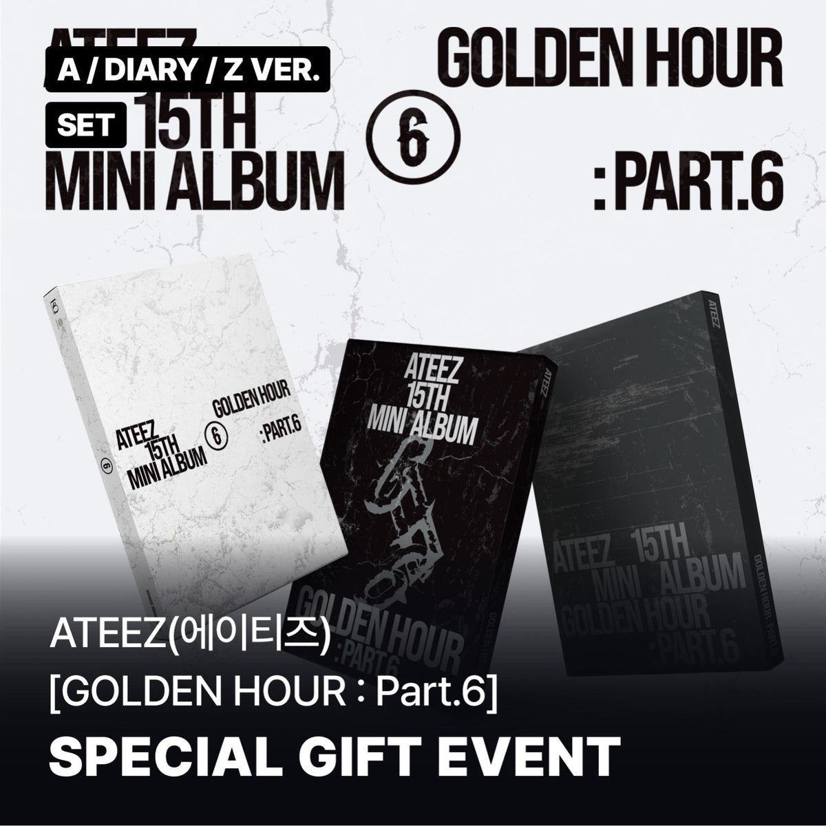 [POB Selectable] [PRE-ORDER] ATEEZ - 15th Mini Album GOLDEN HOUR : Part.6 (PHOTOBOOK) ATEEZ  DKshop