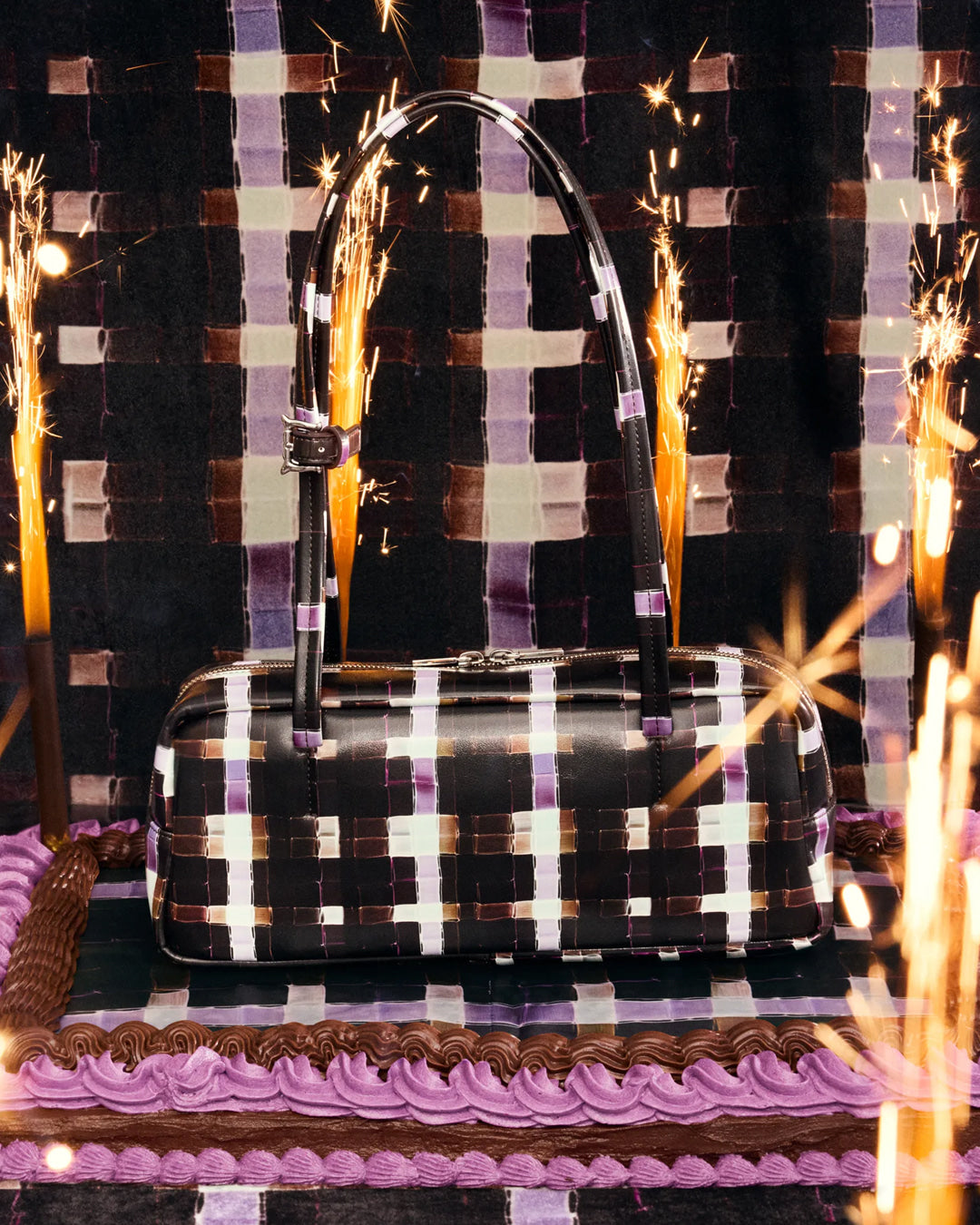 [STAND OIL X COLLINA STRADA] Plaid Baguette Bag Chocolate Painted STAND OIL  DKshop