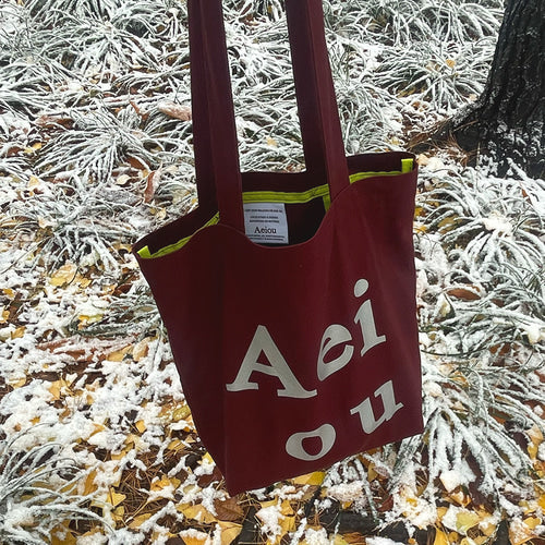 Aeiou Logo Bag (Cotton 100%) Burgundy Silver Aeiou  DKshop