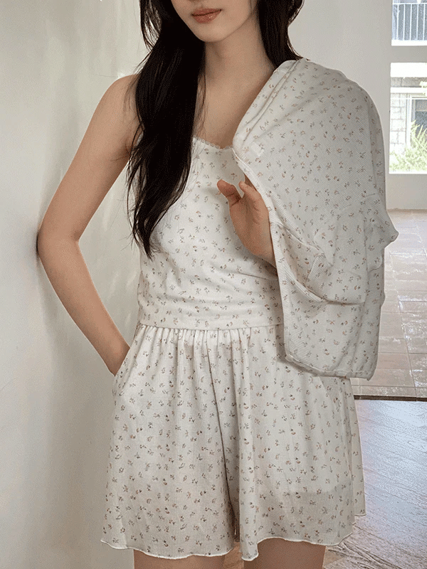 JUUNEEDU J'eu Softy Flower Short-Sleeve Pajama Set JUUNEEDU  DKshop