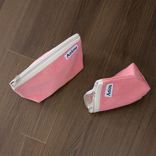 Aeiou Basic Pouch (L size) Flamingo Pink Corduroy Aeiou  DKshop