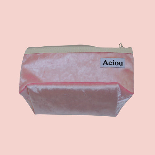 Aeiou Basic Pouch (L size) Velvet Pink Flower Aeiou  DKshop