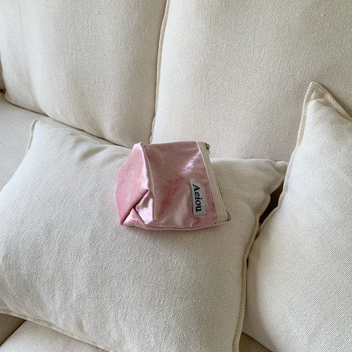 Aeiou Basic Pouch (M size) Velvet Pink Flower Aeiou  DKshop