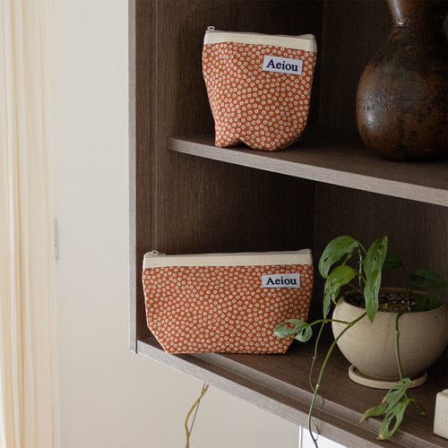 Aeiou Basic Pouch (L size) Flower Apron Orange Aeiou  DKshop