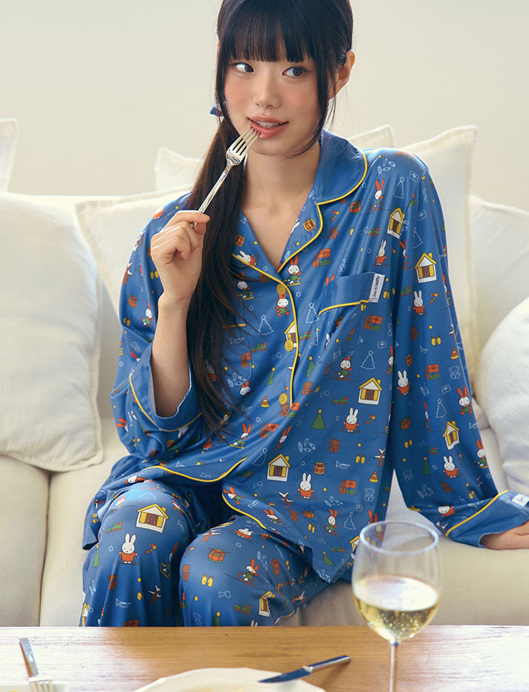 [Judy N X MIFFY] Miffy Winter Holiday Peach Fleece Long Sleeve Pajama Set Judy N  DKshop