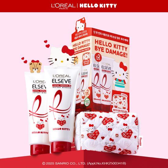 [HELLO KITTY EDITION] L'Oreal Paris Total Repair 5 Treatment 400ml 2ea (+Pouch) L'Oreal Paris  DKshop