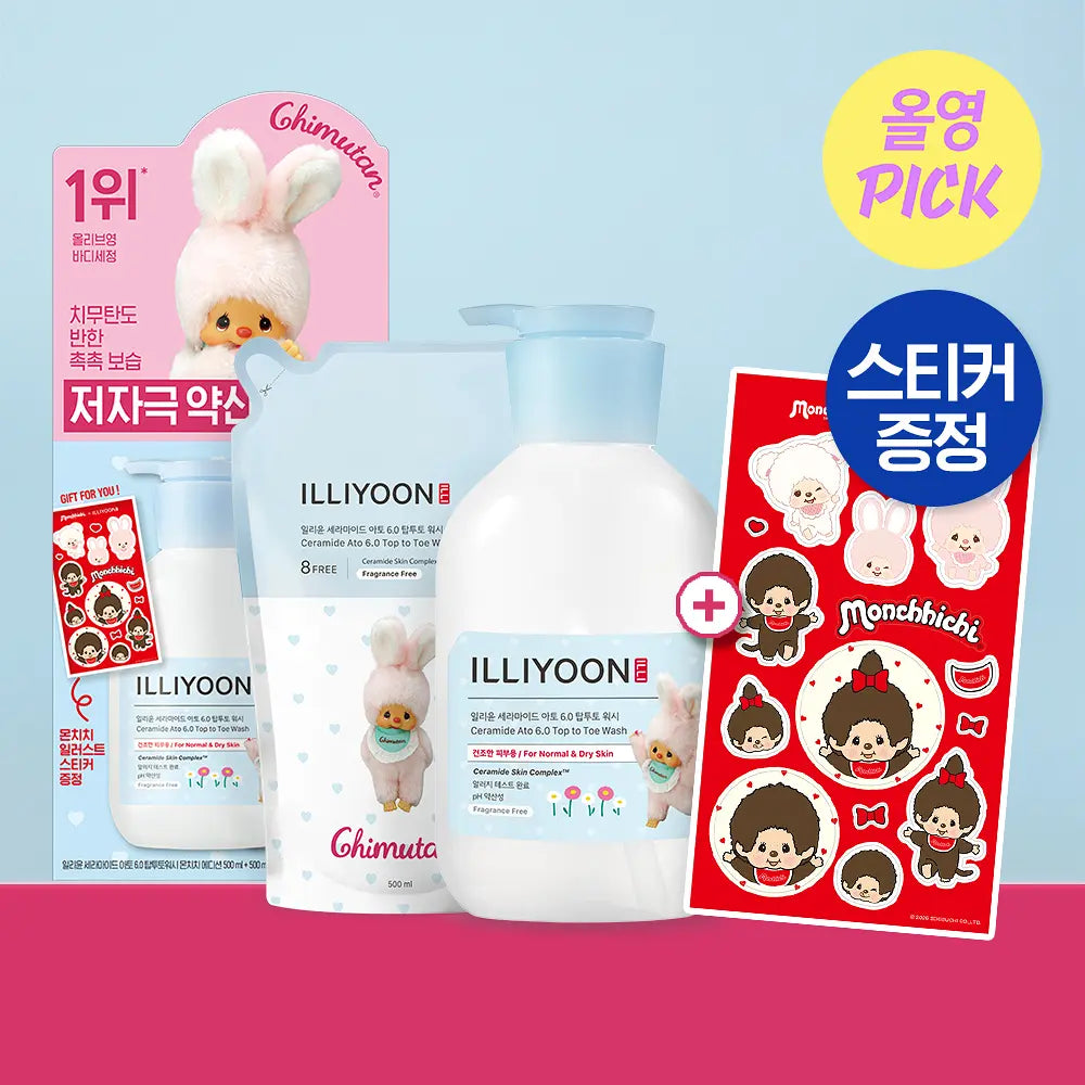 [ILLIYOON X monchhichi] CERAMIDE ATO 6.0 TOP TO TOE WASH 500ml (+Refil) ILLIYOON  DKshop