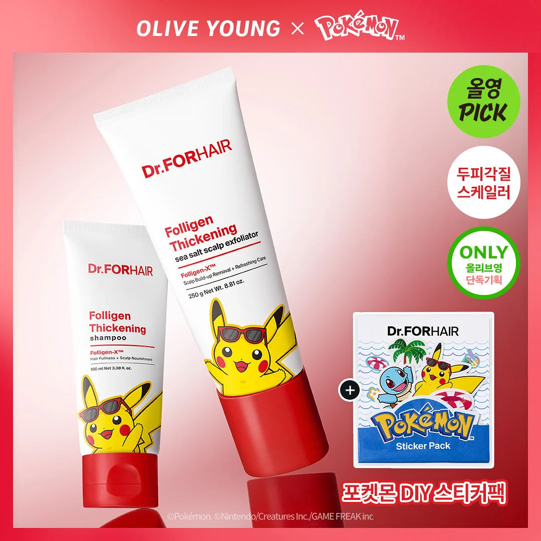[Dr.FORHAIR X Pokémon] Folligen Thickening Sea Salt Scalp Exfoliator 250g + Pokémon DIY Sticker Pack Dr.FORHAIR  DKshop