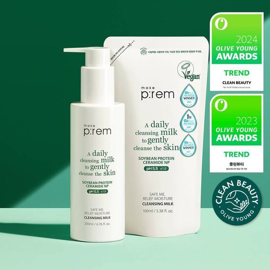 make p:rem SAFE ME RELIEF MOISTURE CLEANSING MILK 200ml (+100ml Refil) make p:rem  DKshop