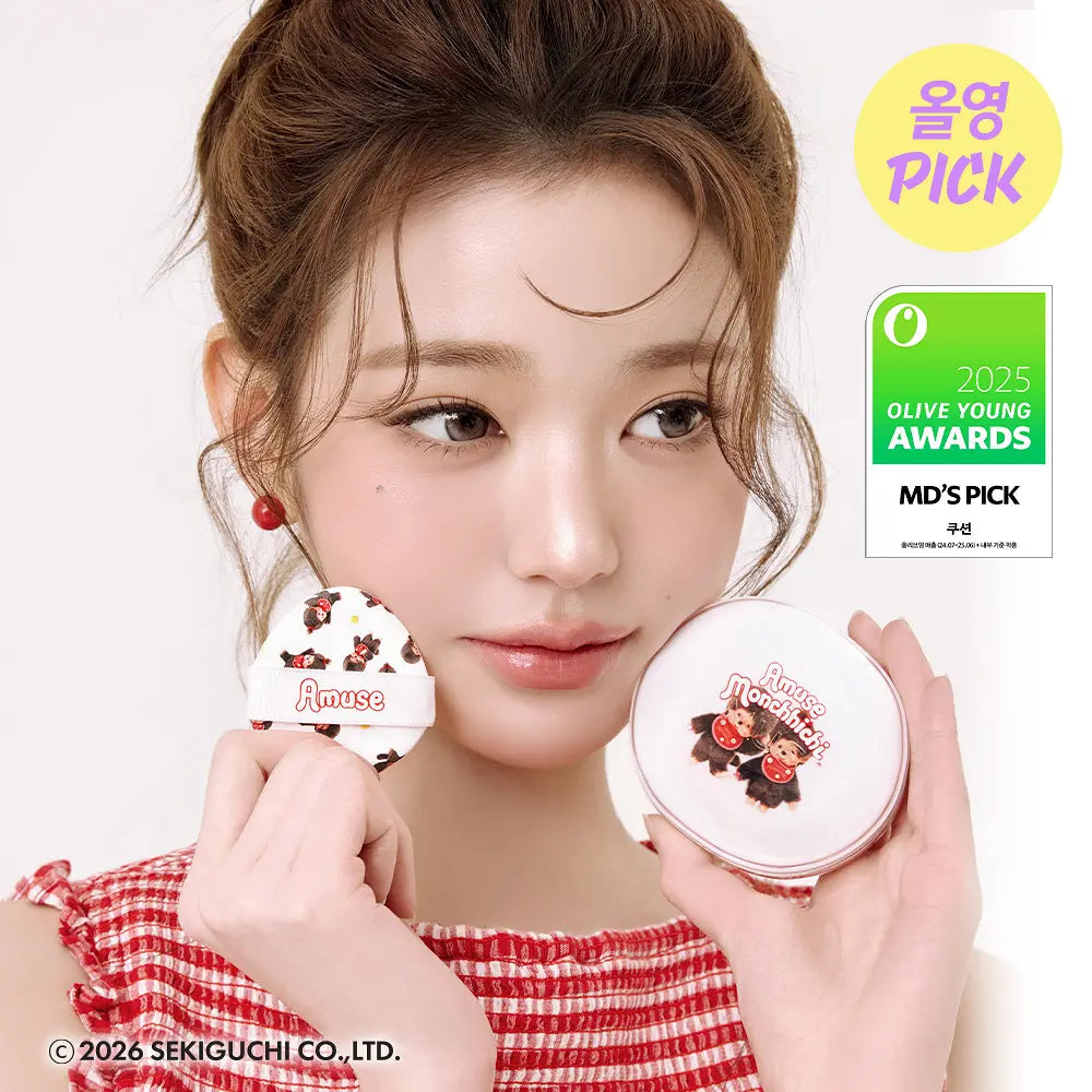 [AMUSE X monchhichi] AMUSE CERAMIC SKIN PERFECTOR CUSHION + Refill AMUSE  DKshop