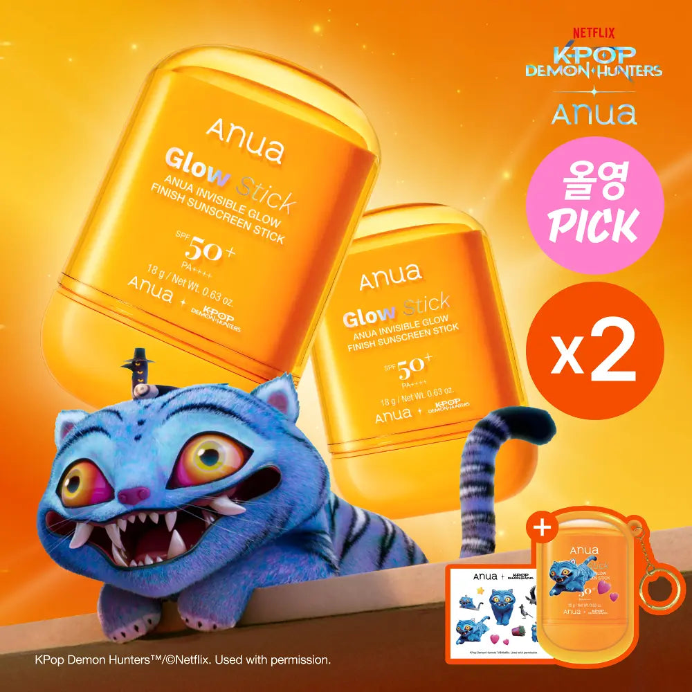 [Anua X K-POP DEMON HUNTERS] GLOW STICK INVISIBLE GLOW FINISH SUNSCREEN STICK 18g (1+1) Anua  DKshop