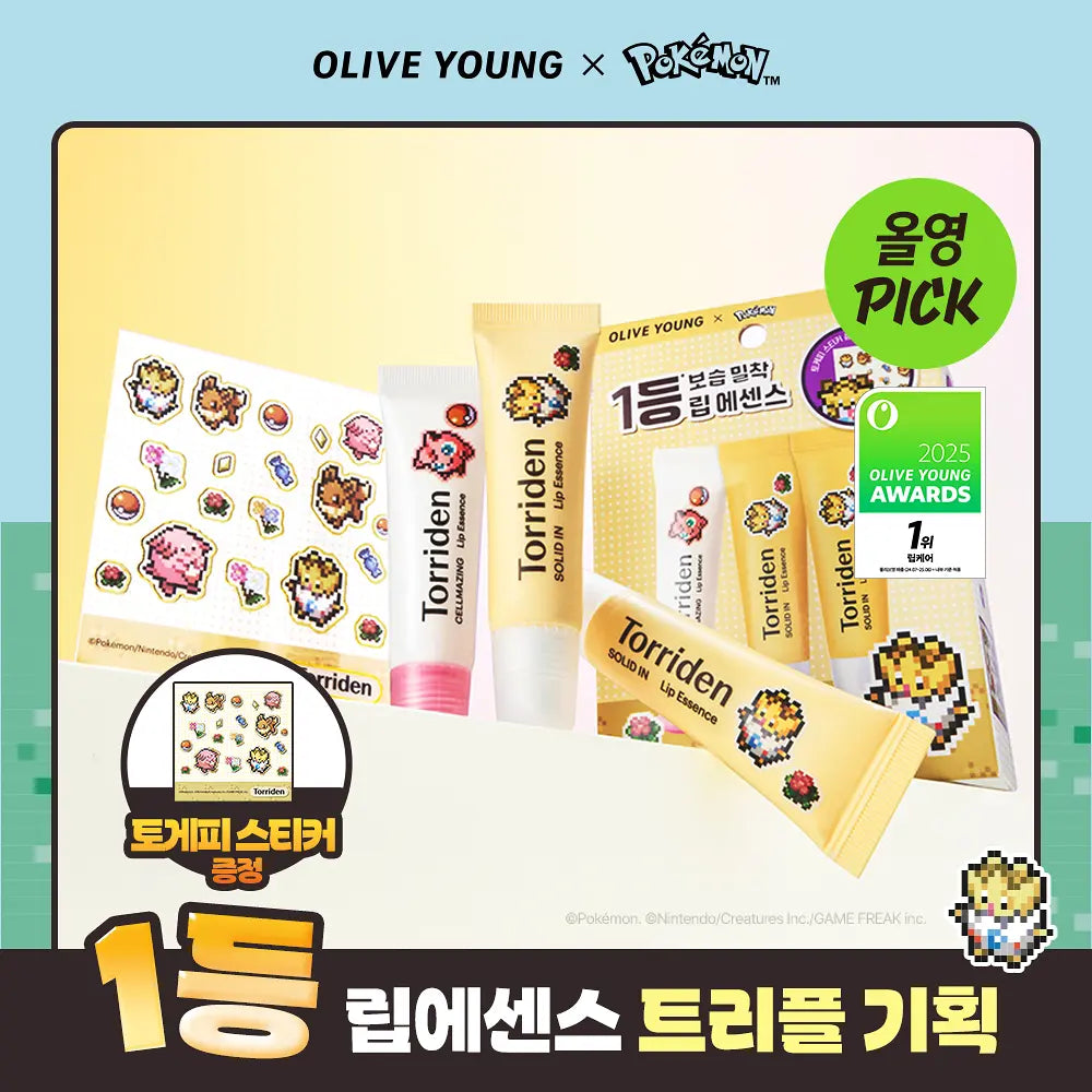 [Torriden X Pokémon] Solid In Lip Essence 11ml * 3ea + Togepi Sticker Torriden  DKshop