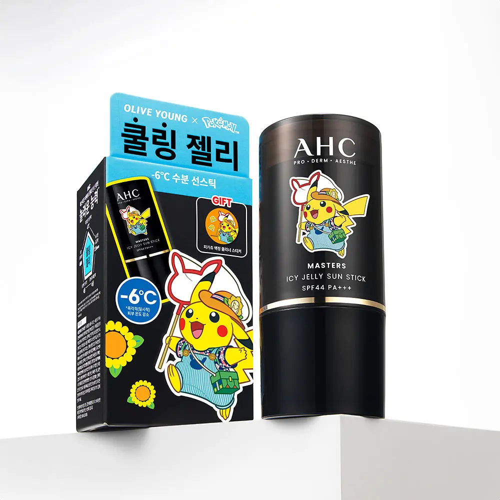 [AHC X Pokémon] MASTERS ICY JELLY SUN STICK 14g (+Pikachu Screen Cleaner) AHC  DKshop