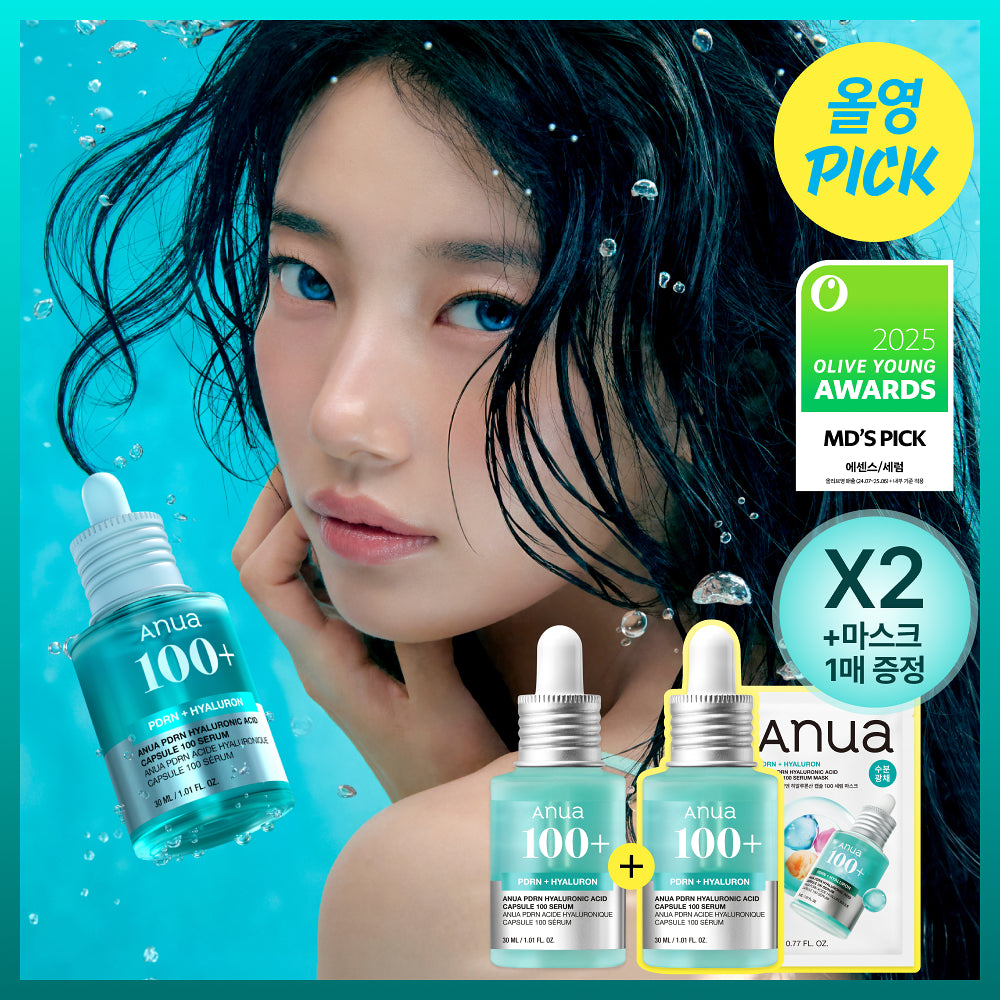 Anua PDRN HYALURONIC ACID CAPSULE 100 SERUM 30ml +Refill + PDRN Mask Sheet 1ea