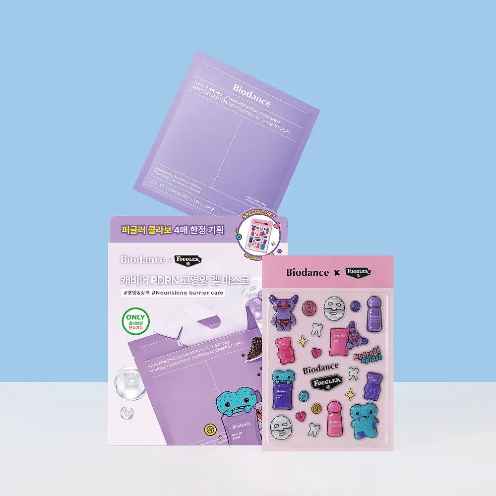 [Biodance X FUGGLER] Rejuvenating Caviar PDRN Real Deep Mask 4 sheets + 3D Sticker Biodance  DKshop
