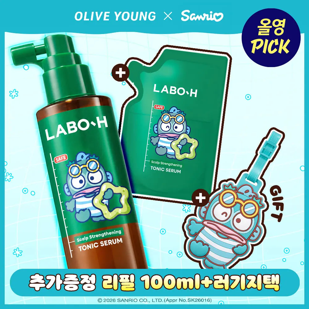 [LABO-H X Sanrio] Scalp Strengthening Tonic Serum 100ml + Refill + Hangyodon Luggage Tag LABO-H  DKshop