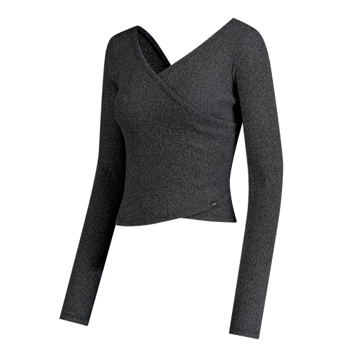 andar Ribbed Knit Wrap-Style Long Sleeve andar  DKshop