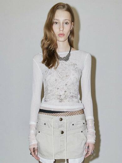 SCULPTOR Triple Lace Layered Tee (LE SSERAFIM Chaewon WEAR) SCULPTOR  DKshop