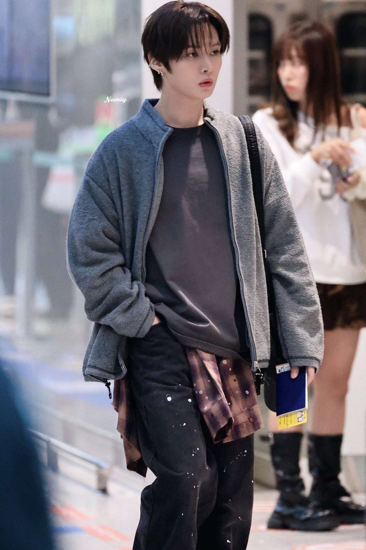 [MATIN KIM] DUST WASHED LOGO LAYERED TOP (Stray Kids Lee Know wear) Matin Kim  DKshop