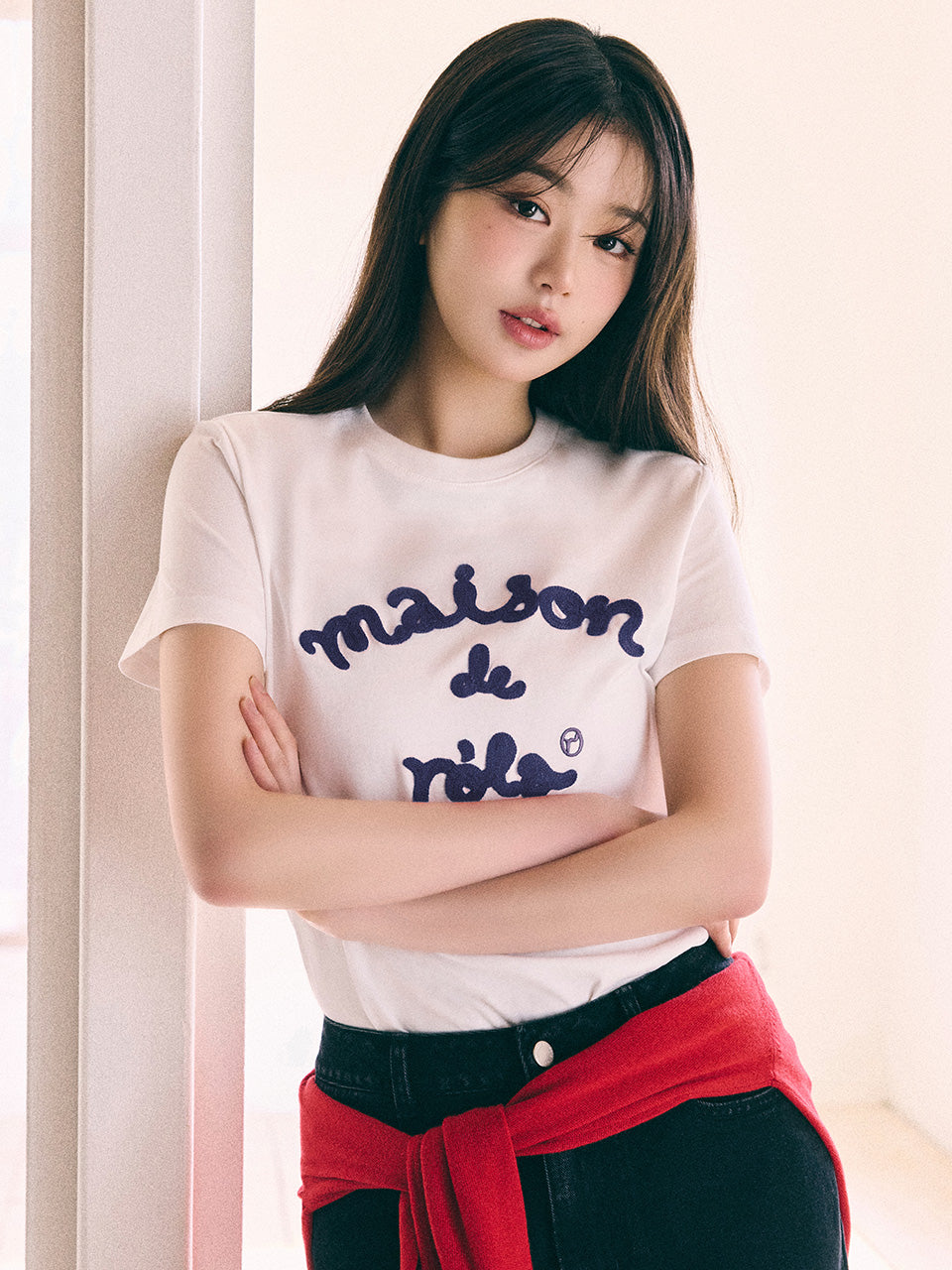 rolarola MAISON DE ROLA EMBROIDERY T Shirt (Jang Wonyoung WAER) Regular price $36.96 rolarola  DKshop