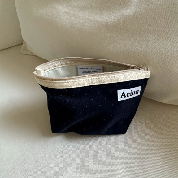 Aeiou Basic Pouch (L size) Little Dot Navy Aeiou  DKshop
