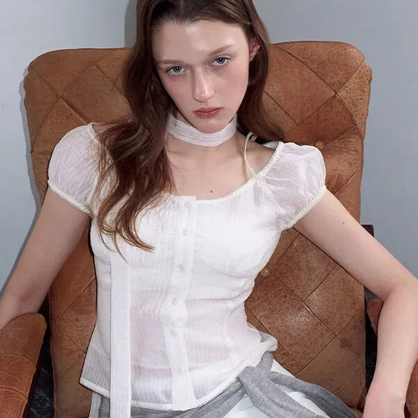 rolarola OFF SHOULDER TIE BLOUSE (Jang Wonyoung WEAR) rolarola  DKshop