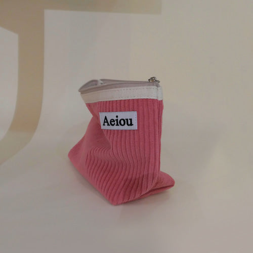 Aeiou Basic Pouch (L size) Raspberry Corduroy Aeiou  DKshop