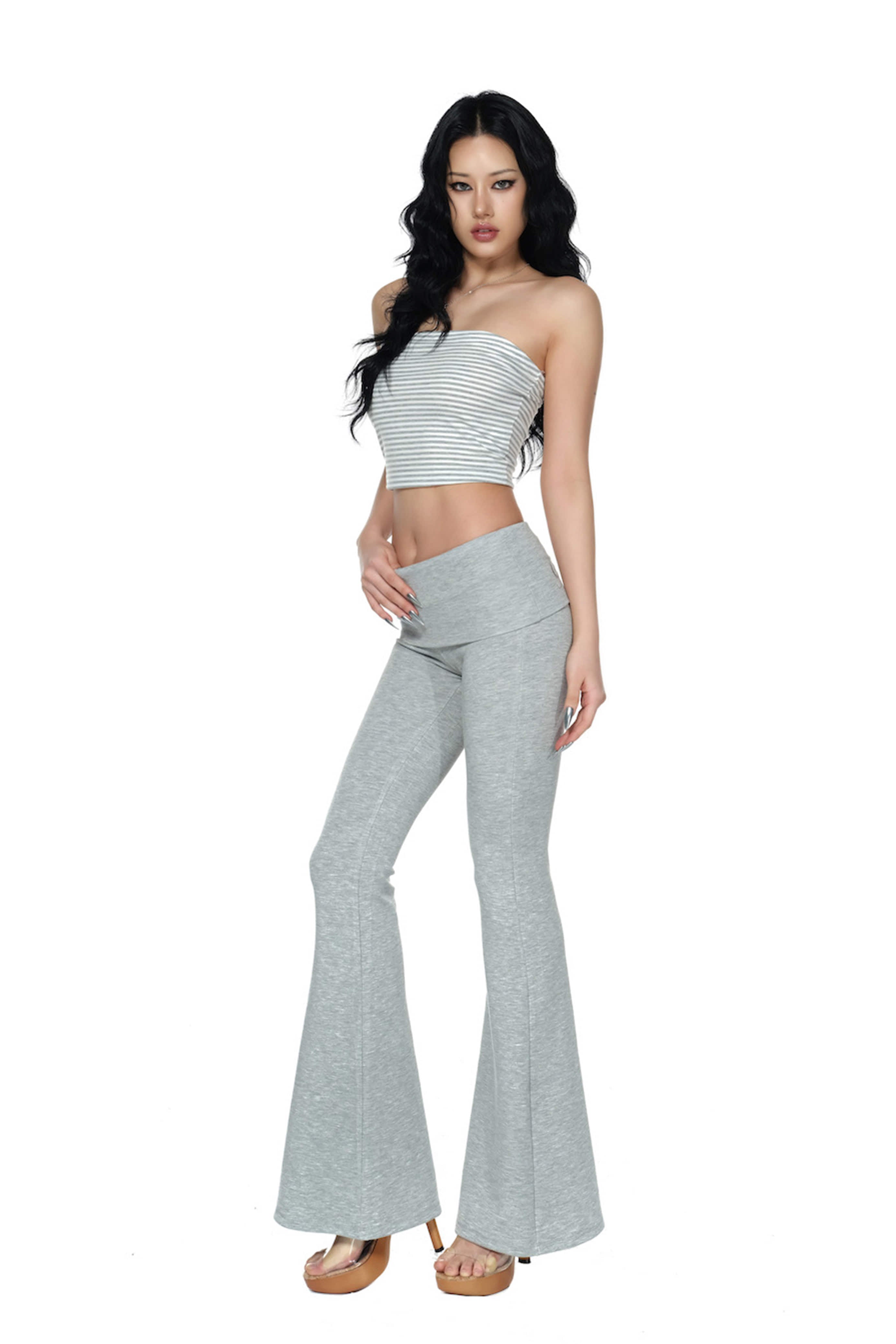 lopezz Fold-Over Flare Leggings 3 colors lopezz  DKshop