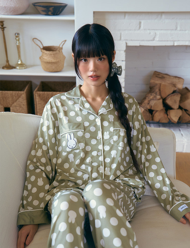 [Judy N X MIFFY] Miffy Big Dot Peach Fleece Long Sleeve Pajama Set Judy N  DKshop