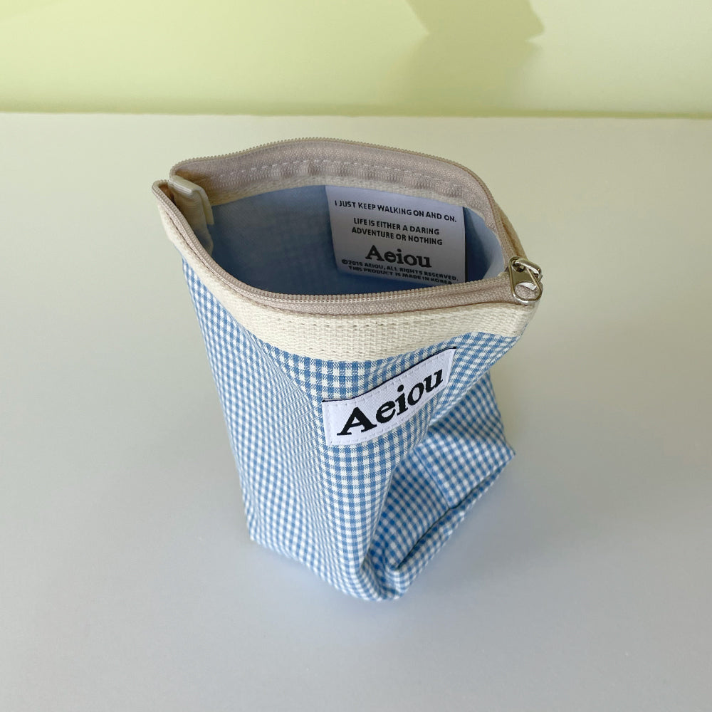 Aeiou Basic Pouch (M size) Blue Candy Check Aeiou  DKshop
