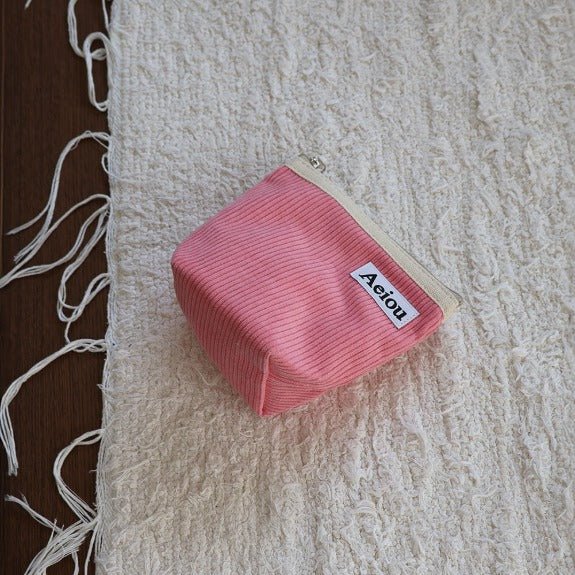 Aeiou Basic Pouch (M size) Flamingo Pink Corduroy Aeiou  DKshop