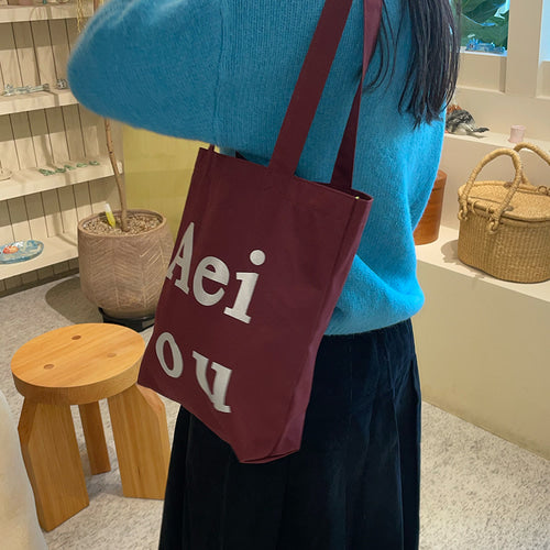 Aeiou Logo Bag (Cotton 100%) Burgundy Silver Aeiou  DKshop