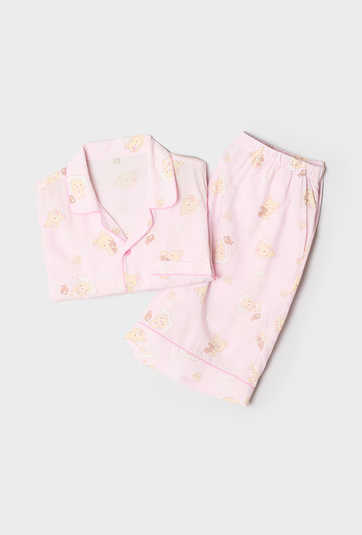 [SPAO X Rilakkuma] Rilakkuma Friends Relaxing Short-Sleeve Pajamas Set SPAO  DKshop