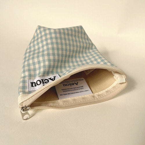 Aeiou Basic Pouch (M size) Soft Water Check Aeiou  DKshop