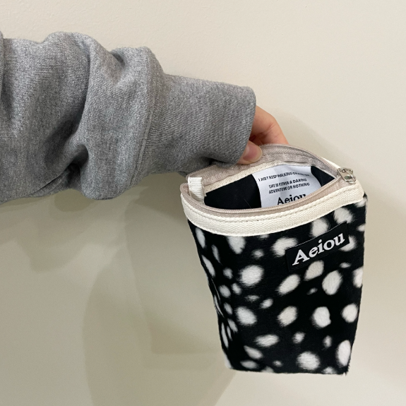 Aeiou Basic Pouch (M size) Velboa Bambi Black Aeiou  DKshop