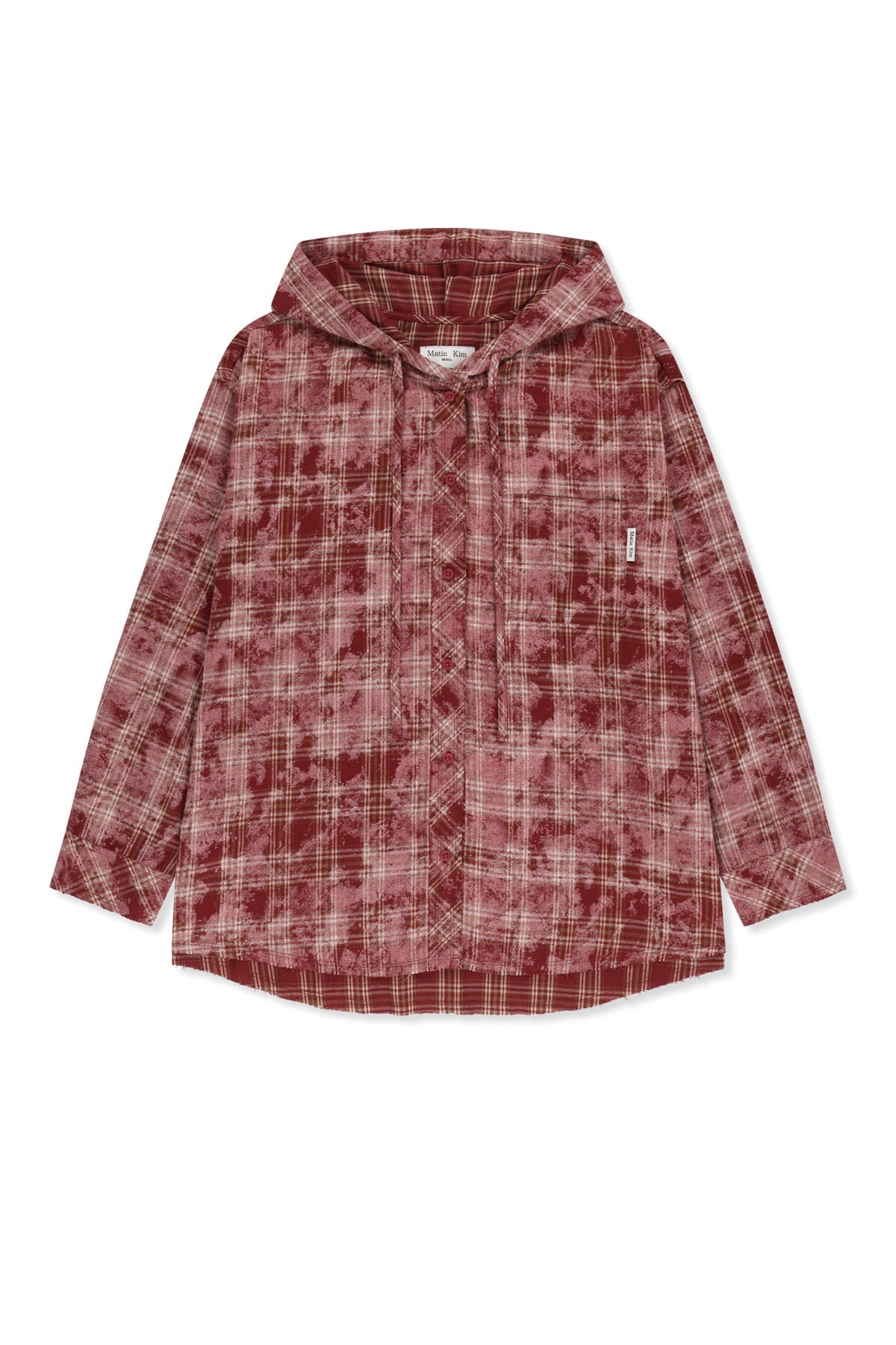 [Matin Kim X LEE KNOW] RAW CUT CHECK HOODED SHIRT Matin Kim  DKshop