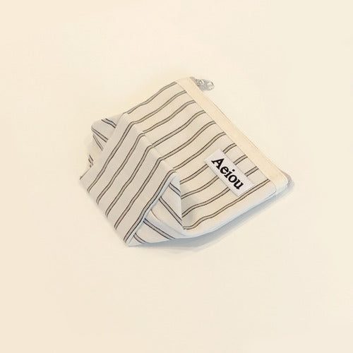 Aeiou Basic Pouch (M size) Cotton Gray Line Aeiou  DKshop