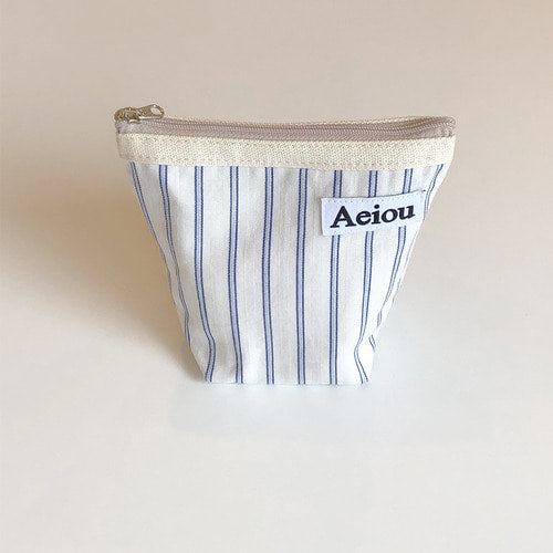 Aeiou Basic Pouch (M size) Cotton Blue Line Aeiou  DKshop