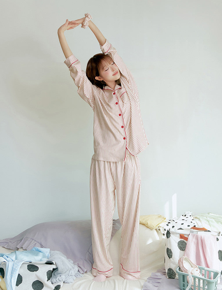 Judy N Miley Peach Fleece-Lined Long Sleeve Pajama Set (CHOI YENA Wear) Judy N  DKshop