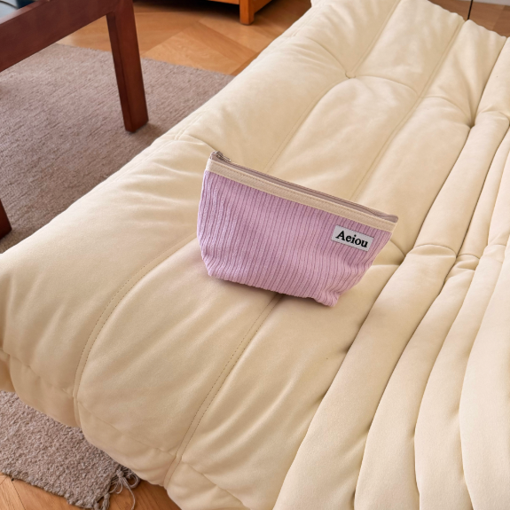 Aeiou Basic Pouch (L size) Cauliflower Pink Corduroy Aeiou  DKshop