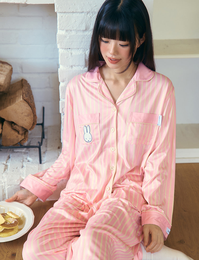 [Judy N X MIFFY] Miffy Carnival Peach Fleece Long Sleeve Pajama Set Judy N  DKshop