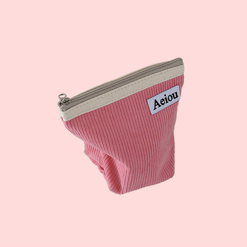 Aeiou Basic Pouch (M size) Flamingo Pink Corduroy Aeiou  DKshop