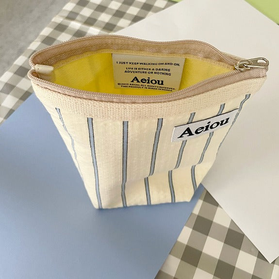 Aeiou Basic Pouch (M size) Good Morning Stripe Aeiou  DKshop