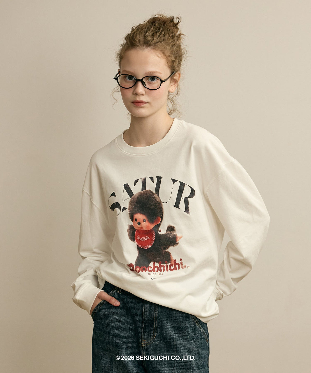 [SATUR × MONCHHICHI] Arch Logo Long Sleeve SATUR  DKshop