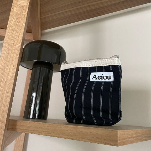 Aeiou Basic Pouch (M size) Stripe Attic Black Aeiou  DKshop