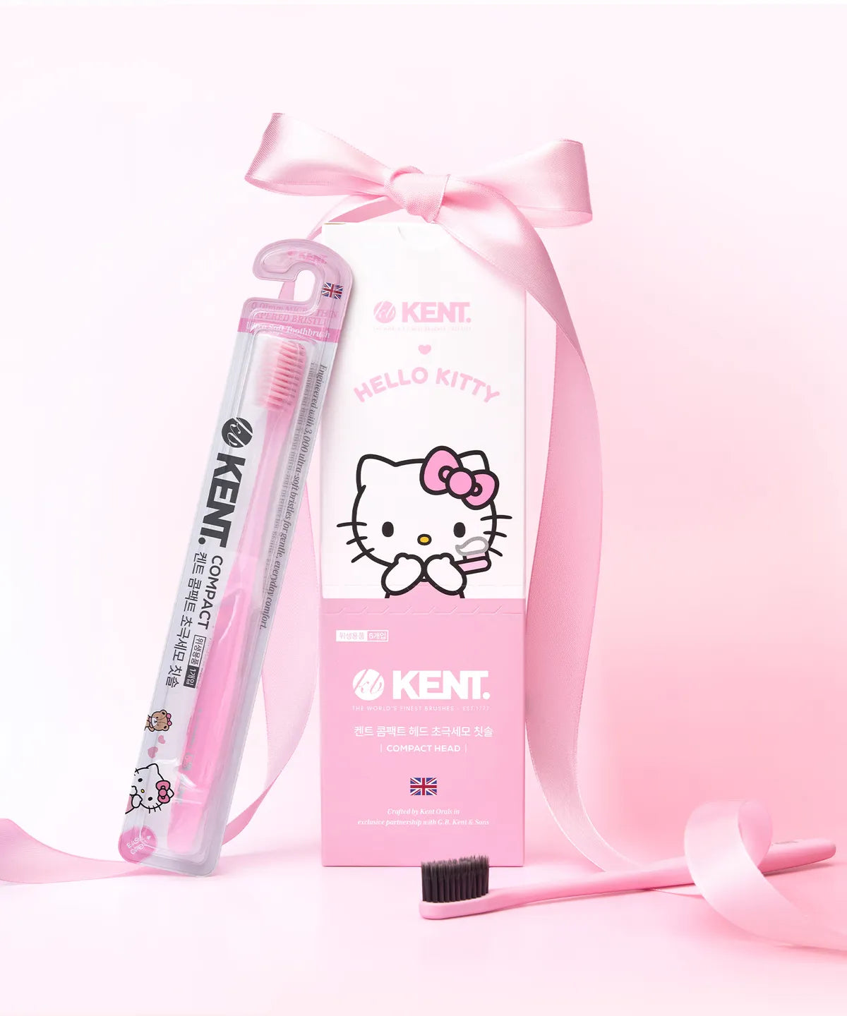 [KENT X Hello Kitty] Compact Head Ultra-Fine Bristle Toothbrush 6p KENT  DKshop