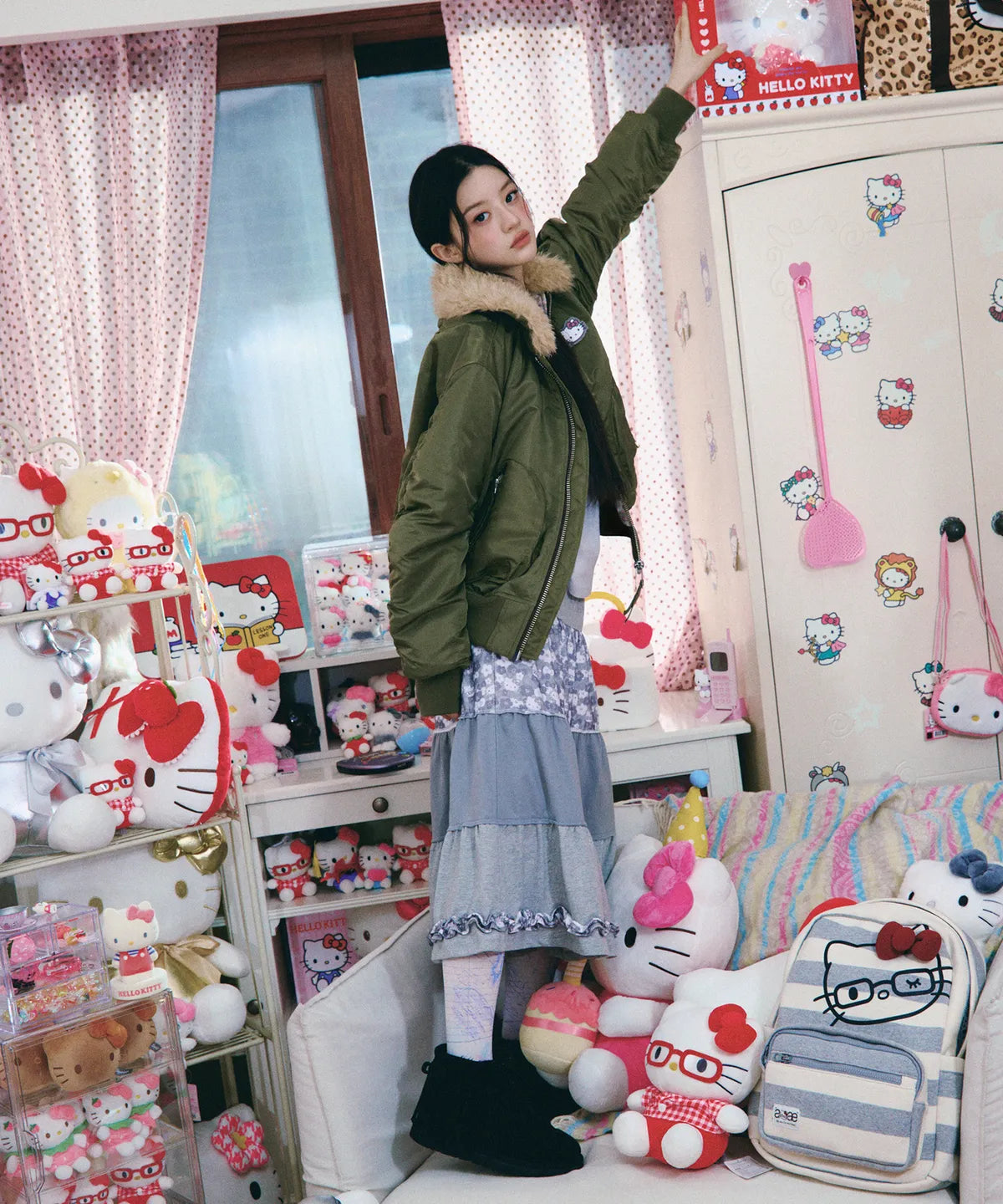 [aeae X Hello Kitty] BOMBER JACKET (ILLIT MINJU WEAR) aeae  DKshop