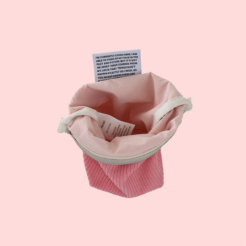 Aeiou Basic Pouch (M size) Flamingo Pink Corduroy Aeiou  DKshop